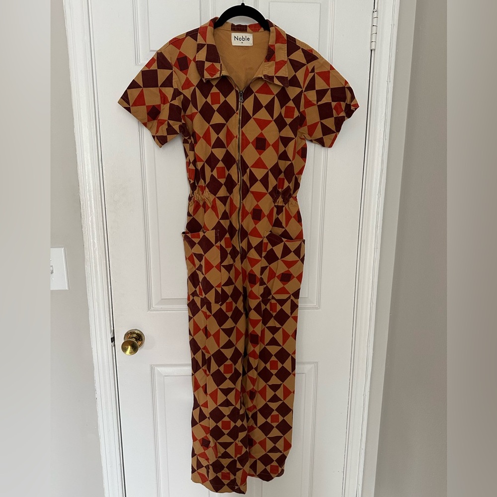 Brown Geometric Jumpsuit